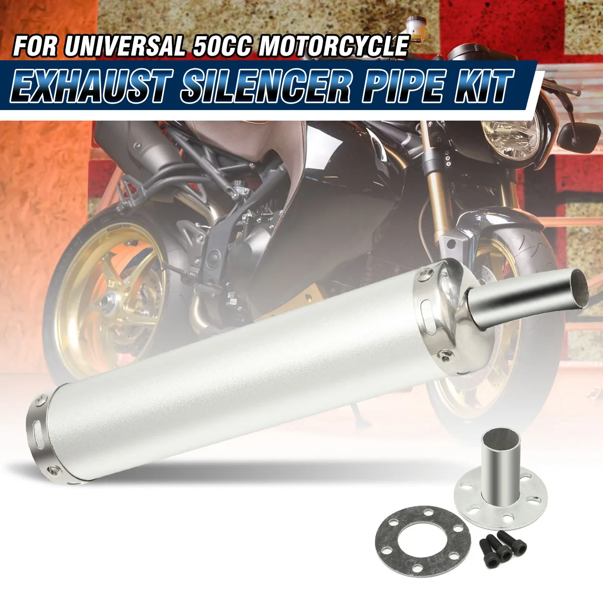 290mm Universal Motorcycle Exhaust Muffler Pipe Stainless Steel Exhaust Tip 50cc for Kawasaki for Scooter Dirt Pit Bike ATV Quad
290mm Universal Motorcycle Exhaust Muffler Pipe Stainless Steel Exhaust Tip 50cc for Kawasaki for Scooter Dirt Pit Bike ATV Quad