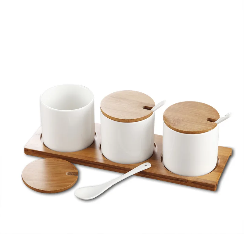 Special Kitchen Supplies Creative Ceramic Seasoning Jar Set Seasoning Box Straight Bamboo Cover Three Piece Set
Special Kitchen Supplies Creative Ceramic Seasoning Jar Set Seasoning Box Straight Bamboo Cover Three Piece Set