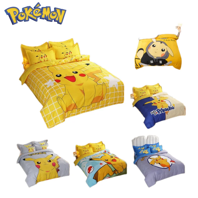 Pikachu Pokemon anime peripheral kawaii cartoon cute single student dormitory three-piece set bedding four-piece set wholesale
Pikachu Pokemon anime peripheral kawaii cartoon cute single student dormitory three-piece set bedding four-piece set wholesale