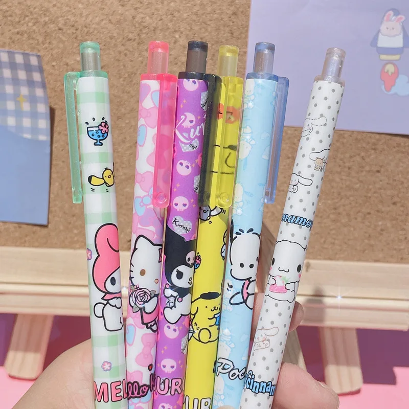 

Кавайная милая Шариковая ручка Sanrio Hellokitty Kuromi Mymelody Cinnamoroll похватка Pompompurin нейтральная ручка Ins подарок на день рождения для девочек