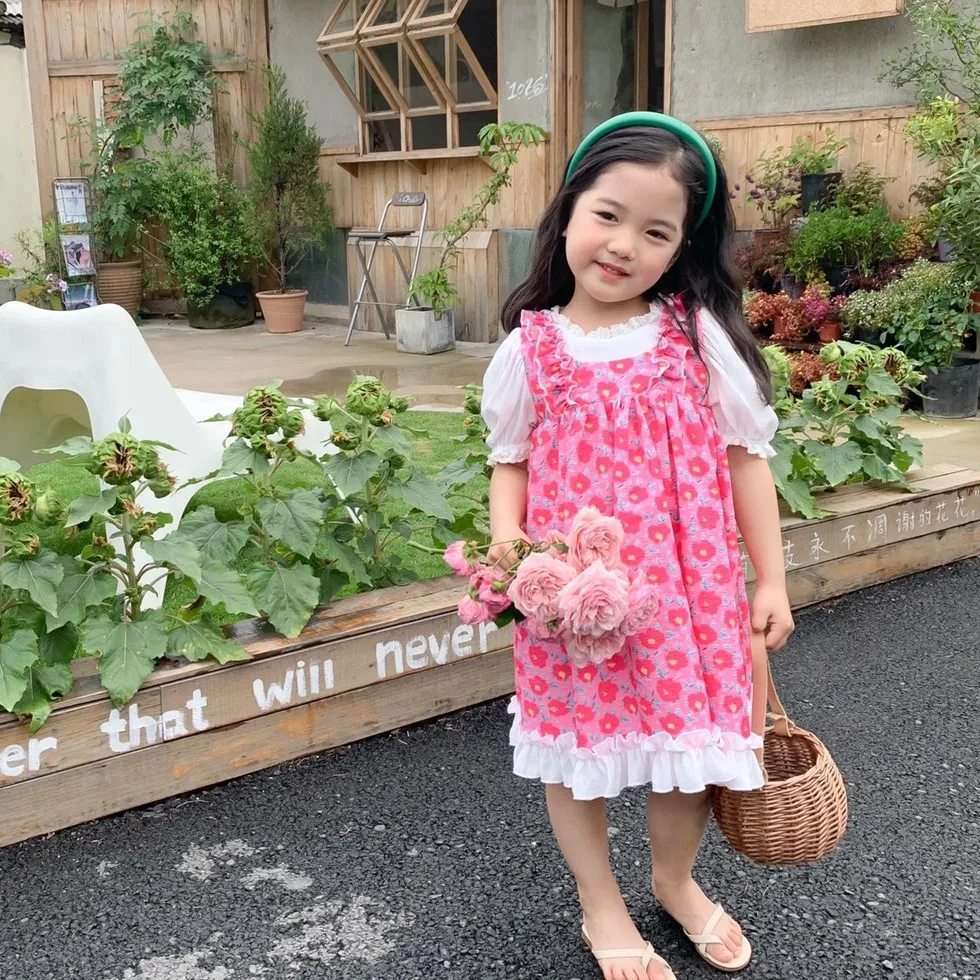 Girls Dress Summer Sweet Short Sleeve Flower Fake Two Piece Dress baby girls clothes
Girls Dress Summer Sweet Short Sleeve Flower Fake Two Piece Dress baby girls clothes