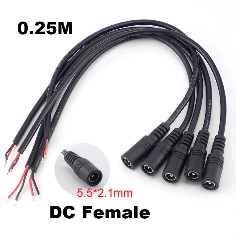 5pcs 0.25M DC 12V 5.5*2.1mm Power Cable Extension Female Connector Power Supply Adapter for CCTV Camera LED Strip Light
5pcs 0.25M DC 12V 5.5*2.1mm Power Cable Extension Female Connector Power Supply Adapter for CCTV Camera LED Strip Light