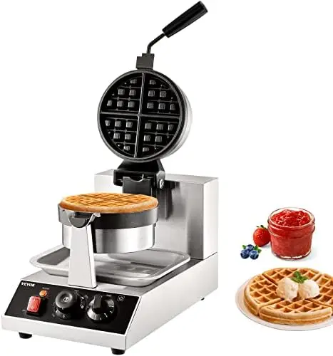 Waffle Maker, 1300W Round Waffle Iron, Non-Stick Rotatable Waffle Baker Machine With 122-572℉ Temp Range and Time Control, Tef
Waffle Maker, 1300W Round Waffle Iron, Non-Stick Rotatable Waffle Baker Machine With 122-572℉ Temp Range and Time Control, Tef