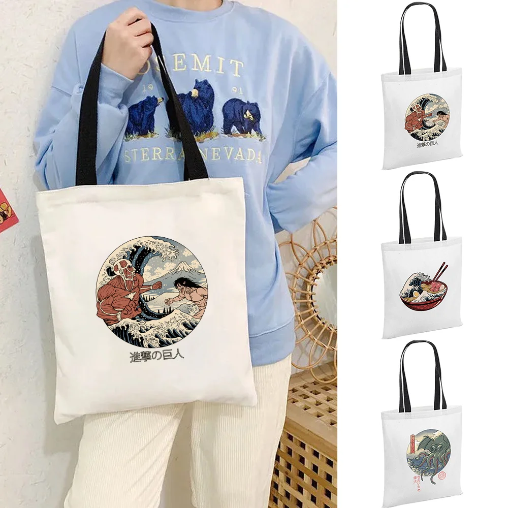 Canvas Women Shoulder Bags Casual Reusable Handbags Book Bag for Girls Foldable Reusable Wave Print Supermarket Shopping Tote
Canvas Women Shoulder Bags Casual Reusable Handbags Book Bag for Girls Foldable Reusable Wave Print Supermarket Shopping Tote