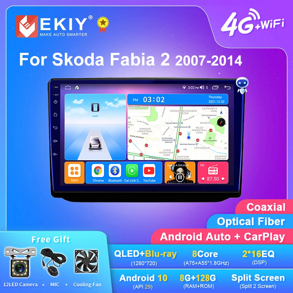 

Автомагнитола EKIY T7 QLED DSP Android для Skoda Fabia 2 2007-2014 Авторадио Стерео навигация GPS мультимедийный видеоплеер 2din DVD