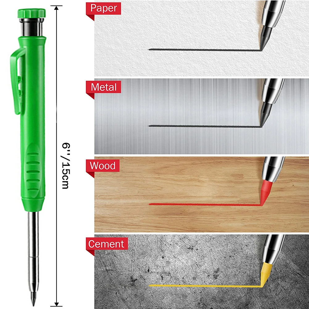Carpenter Pencil With Refill Leads And Built-In Sharpener For Deep Hole Marker Mechanical Pencil Tool For Woodworking Architect
Carpenter Pencil With Refill Leads And Built-In Sharpener For Deep Hole Marker Mechanical Pencil Tool For Woodworking Architect