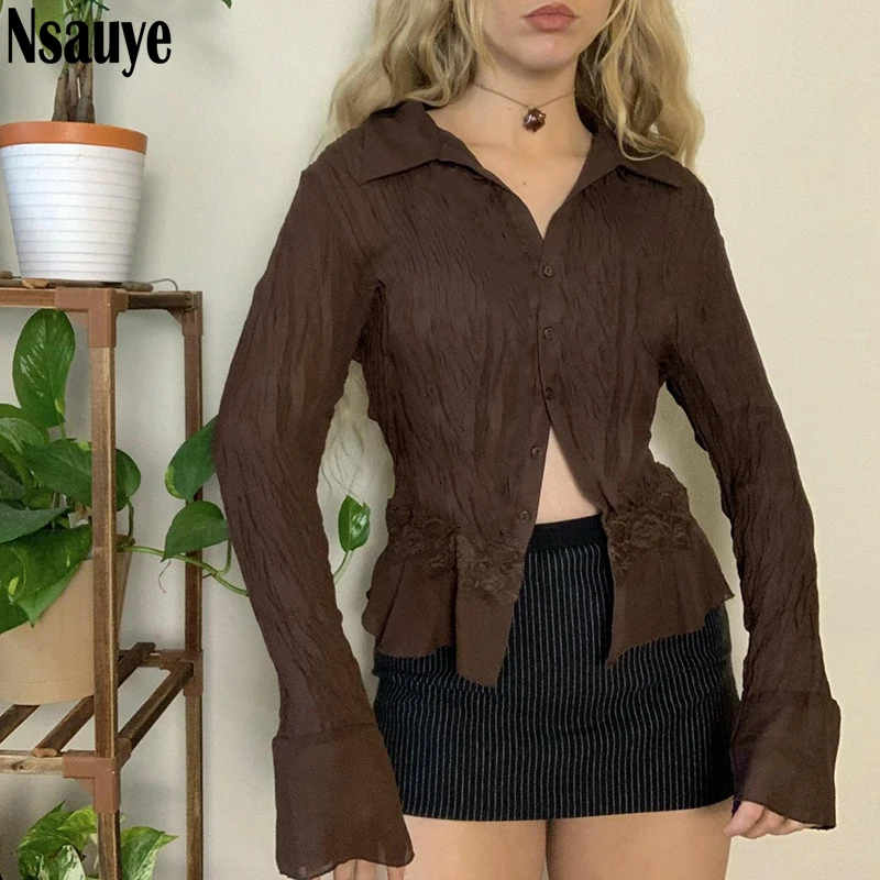 Autumn Winter 2021 Women Clothing Vintage Ruched Lace Blouse Tops Long Sleeve Turn Down Collar Ladies Fashion Slim Shirt Female
Autumn Winter 2021 Women Clothing Vintage Ruched Lace Blouse Tops Long Sleeve Turn Down Collar Ladies Fashion Slim Shirt Female