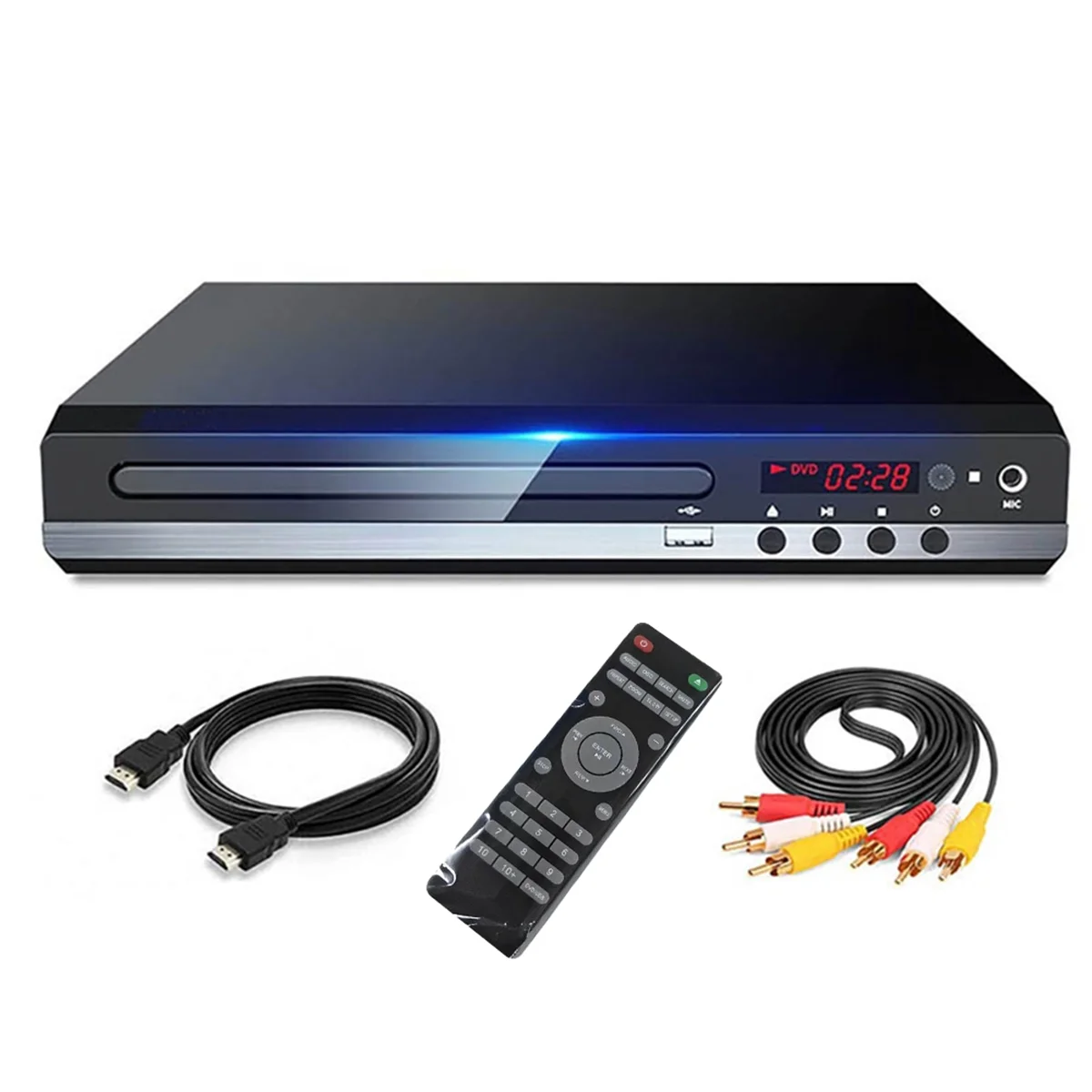 

DVD Player 1080P HD Home DVD Player Box for TV All Region Free DVD CD-Disk Player AV-Output EVD Player--US Plug