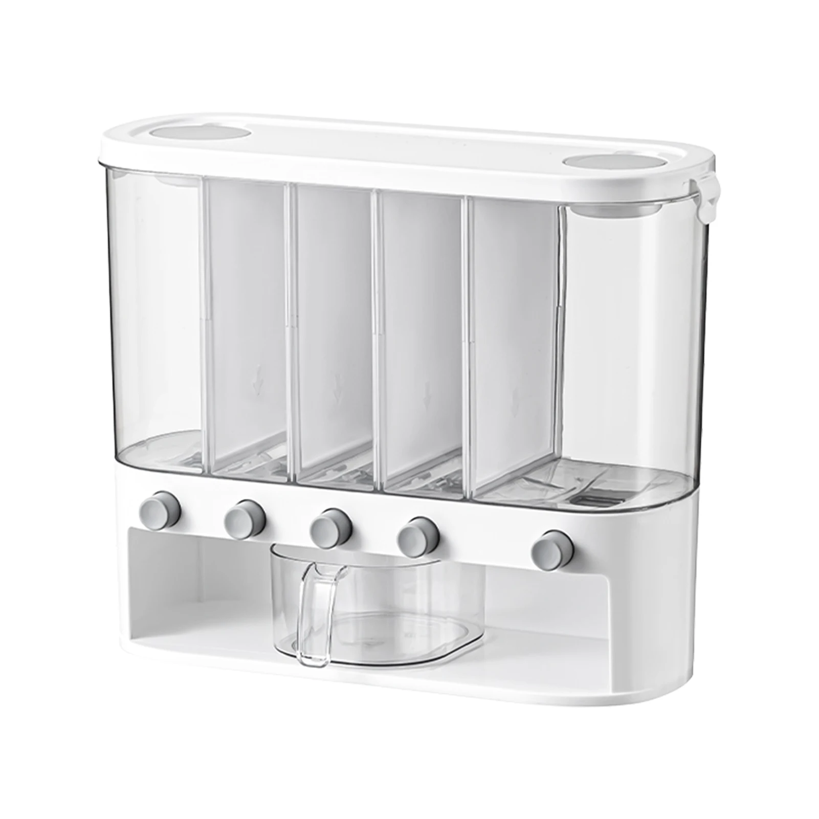 Rice Dispenser 5-GridAirtight Cereal Dispenser Countertop 12L Dry Food Storage Container For Soybean Grains Flour Wall-Mounted
Rice Dispenser 5-GridAirtight Cereal Dispenser Countertop 12L Dry Food Storage Container For Soybean Grains Flour Wall-Mounted