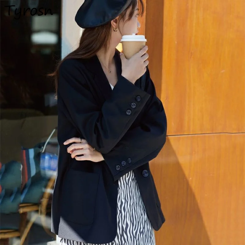 Black Blazers Women Loose All-match Elegant Single Breasted Notched Outwear Korean Fashion Casual Solid Suits Blazer Female New
Black Blazers Women Loose All-match Elegant Single Breasted Notched Outwear Korean Fashion Casual Solid Suits Blazer Female New