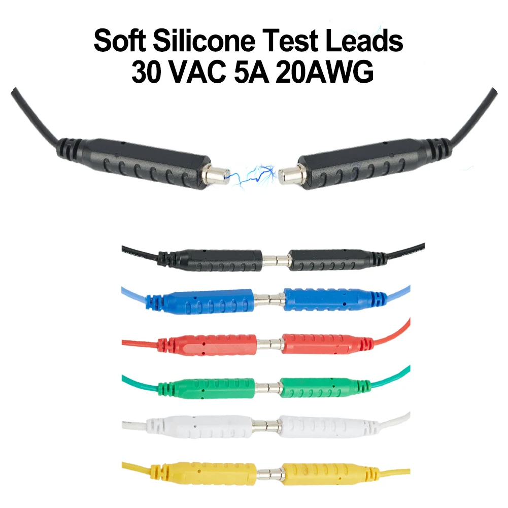 6PCS Magnetic Test Leads Silicone Soft Flexible Jumper Wires 30VAC 5A 3.3ft T10005 100cm 20AWG Magnetic Silicone Test Leads
6PCS Magnetic Test Leads Silicone Soft Flexible Jumper Wires 30VAC 5A 3.3ft T10005 100cm 20AWG Magnetic Silicone Test Leads