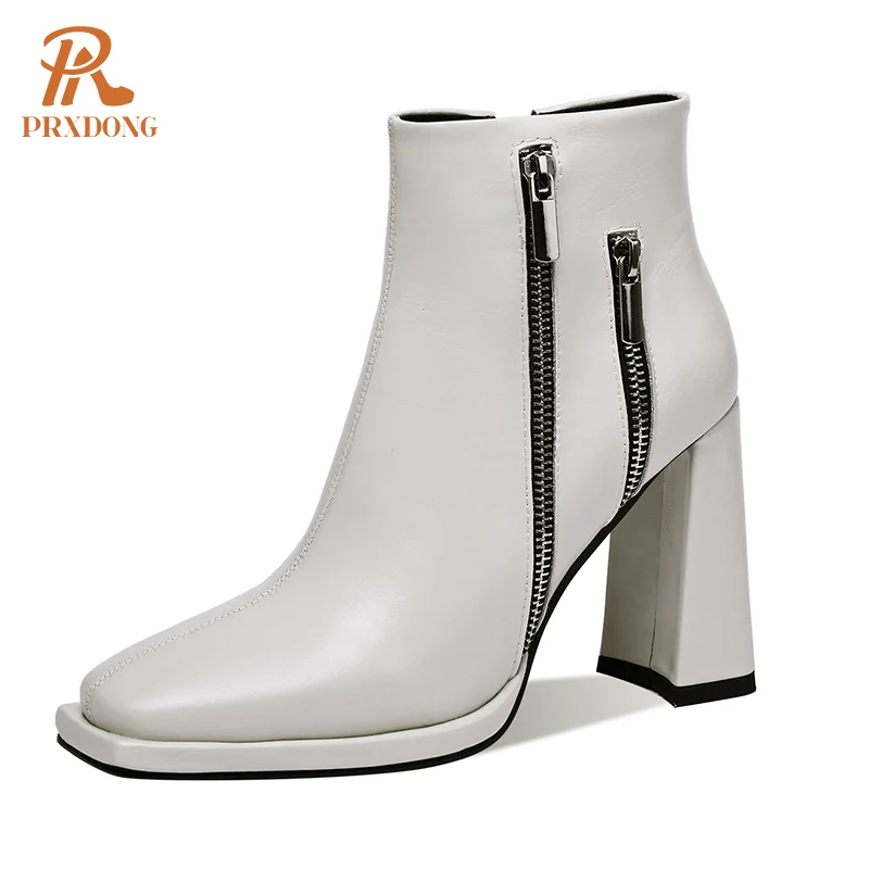 New Autumn Winter Shoes Genuine Leather Chunky High Heels Square Toe Zipper Black Beige Dress Party Office Lady Ankle Boots us7
New Autumn Winter Shoes Genuine Leather Chunky High Heels Square Toe Zipper Black Beige Dress Party Office Lady Ankle Boots us7