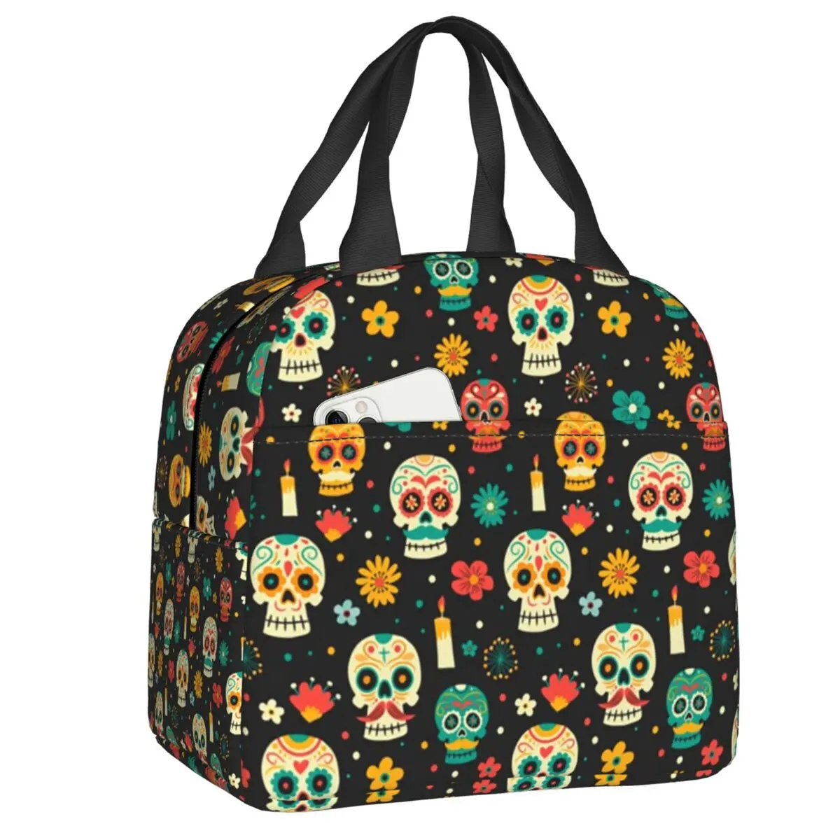 Mexican Flower Sugar Skull Lunch Boxes for Women Day Of The Dead Cooler Thermal Food Insulated Lunch Bag School Children Student
Mexican Flower Sugar Skull Lunch Boxes for Women Day Of The Dead Cooler Thermal Food Insulated Lunch Bag School Children Student