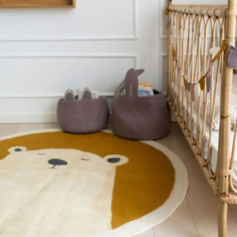

Round Fluffy Carpet Living Room,Yellow Plush Bedroom Beside Rugs,Soft Hairy Nursery Play Mat For Children,Shaggy Baby Rugs