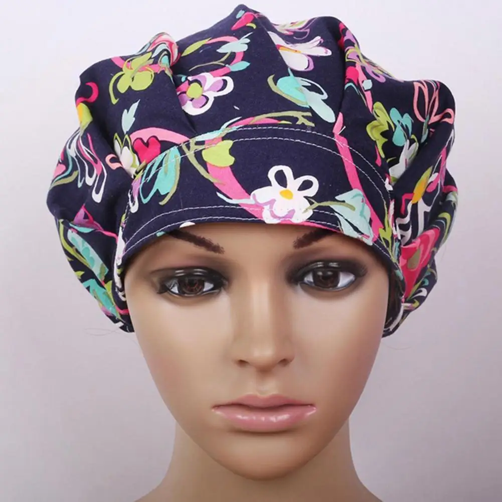 Scrub Cap Floral Print Breathable Cotton Adjustable Bouffant Hat for Beautician 
Scrub Cap Floral Print Breathable Cotton Adjustable Bouffant Hat for Beautician