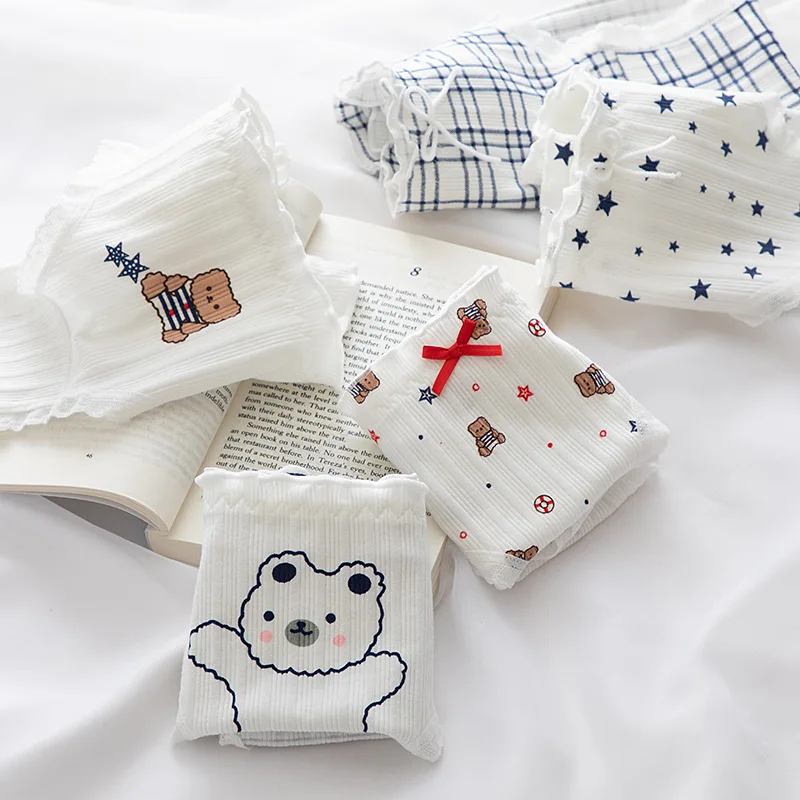 New Women's Cotton Underwear Girls Briefs Cartoon Bear Bow Breathable Panties Lovely Mid Waist Underpants Lingerie Size M-XL
New Women's Cotton Underwear Girls Briefs Cartoon Bear Bow Breathable Panties Lovely Mid Waist Underpants Lingerie Size M-XL