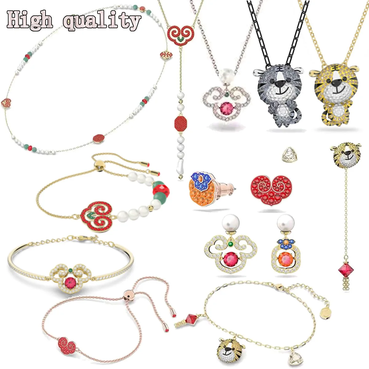 SWA 2022 New Year Christmas Gift Exquisite Jewelry Set Women's Necklace Earring Bracelet Tiger Animal High Quality Jewelry
SWA 2022 New Year Christmas Gift Exquisite Jewelry Set Women's Necklace Earring Bracelet Tiger Animal High Quality Jewelry