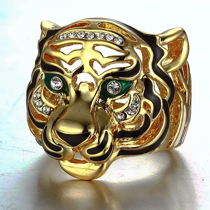 

Кольца для мужчин в готическом стиле, Роскошные ювелирные украшения в виде головы тигра золотого цвета, Свадебное обручальное кольцо, аксессуары в подарок