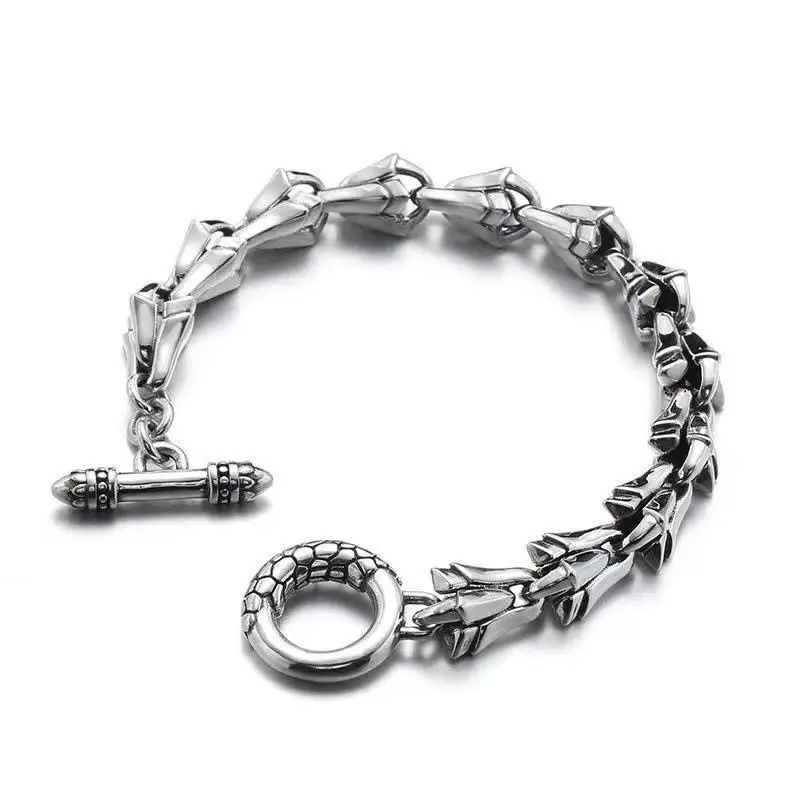 New Dark Dragon Bone OT Buckle Bracelet Personalized Punk Made Old Style Simple and Dominant
New Dark Dragon Bone OT Buckle Bracelet Personalized Punk Made Old Style Simple and Dominant