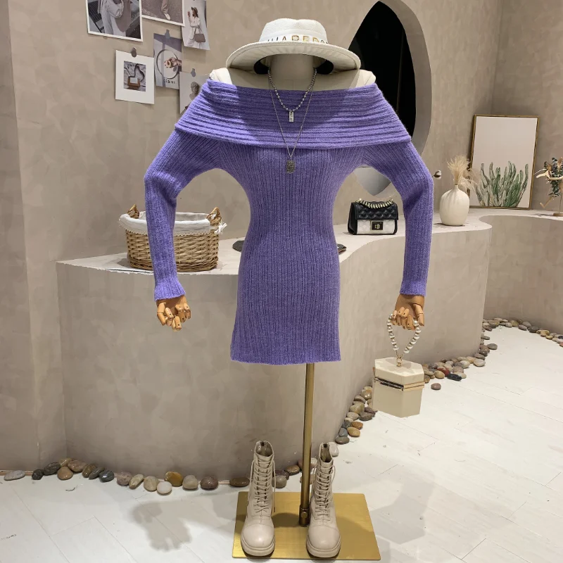 WDMSNA Long Sleeve Knitted Dress for Women One Shoulder Pure Sexy Off-the-shoulder Sweater Mini Dresses Korean Slim Vestidos
WDMSNA Long Sleeve Knitted Dress for Women One Shoulder Pure Sexy Off-the-shoulder Sweater Mini Dresses Korean Slim Vestidos