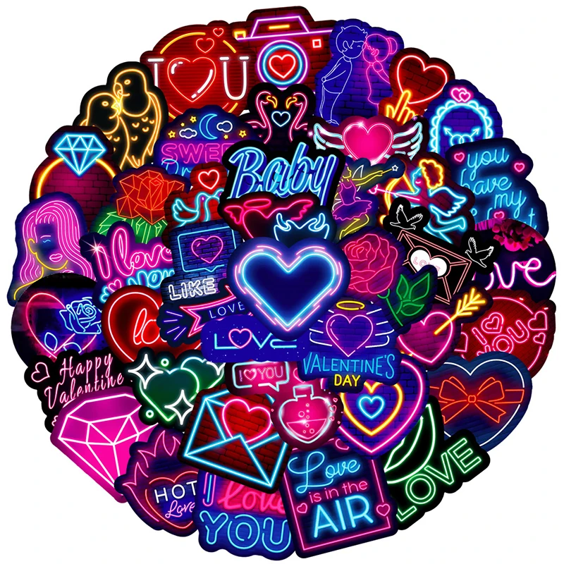 10/30/50PCS Neon Lights Love Valentine's Day Graffiti Sticker Aesthetic PVC Decorative Scrapbook Child Phone Stationery Supply
10/30/50PCS Neon Lights Love Valentine's Day Graffiti Sticker Aesthetic PVC Decorative Scrapbook Child Phone Stationery Supply