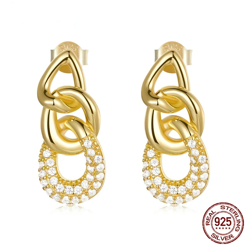 925 Sterling Silver New Trendy Earrings Plated Gold Personality Chain-Shaped Drop Earrings Women Statement Jewelry Gift
925 Sterling Silver New Trendy Earrings Plated Gold Personality Chain-Shaped Drop Earrings Women Statement Jewelry Gift