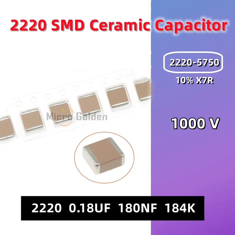 (5pcs) 2220 SMD Ceramic Capacitor 2220 0.18UF 180NF 184K 1000V 1KV 10% X7R 5750 High Voltage Non-polarity Capacitance MLCC
(5pcs) 2220 SMD Ceramic Capacitor 2220 0.18UF 180NF 184K 1000V 1KV 10% X7R 5750 High Voltage Non-polarity Capacitance MLCC