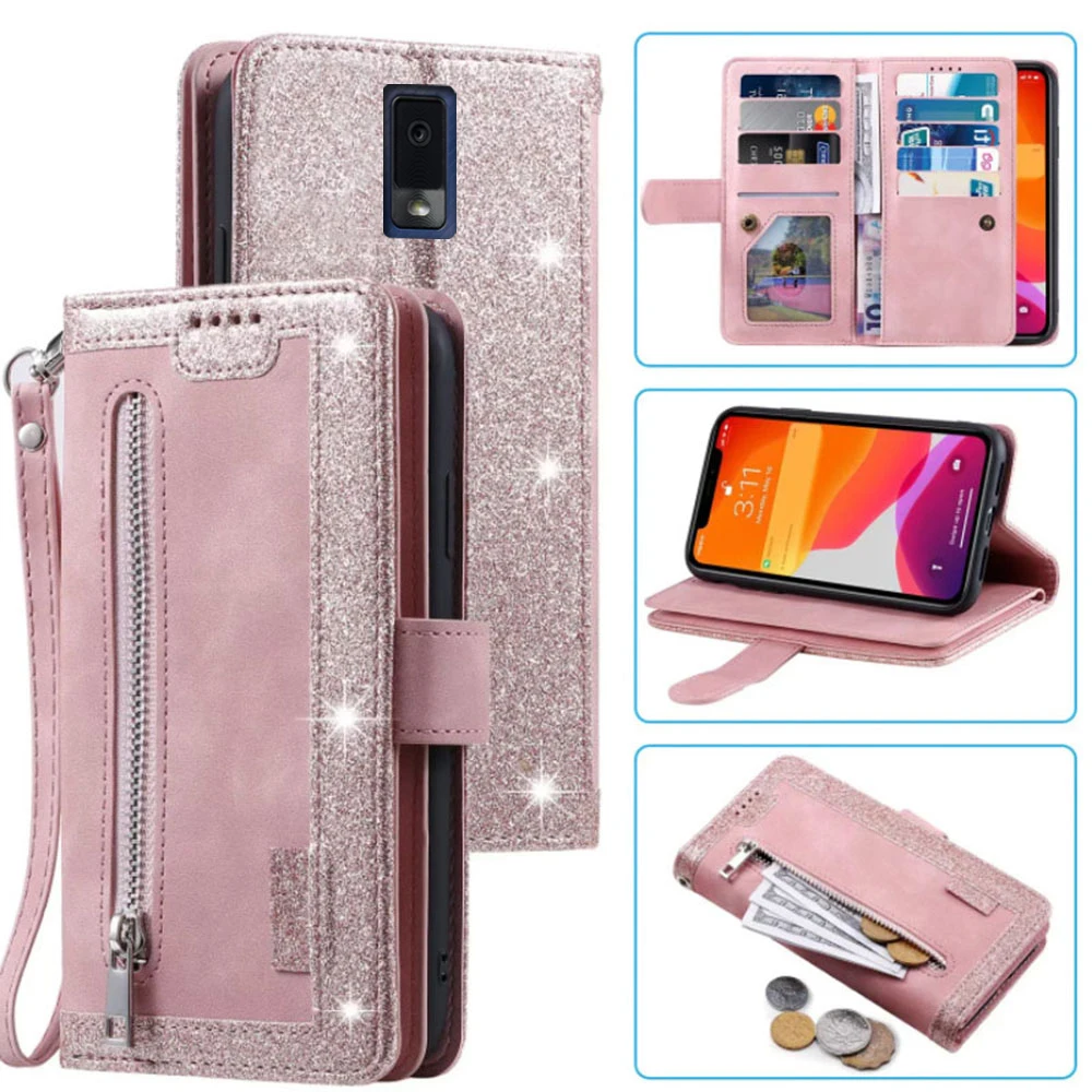 

9 Cards Wallet Case For BLU View 3 Case Card Slot Zipper Flip Folio with Wrist Strap Carnival For BLU View 3 B140DL Cover