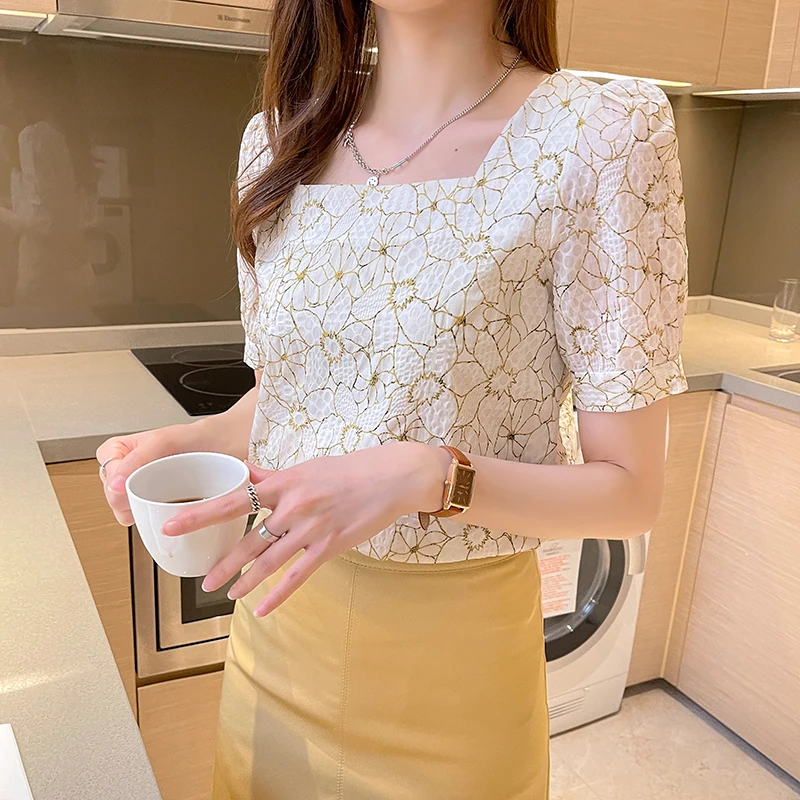 Sandro Rivers Blouses Sweet Floral Chiffon Shirt Woman Collar Bubble Sleeve Top Loose Temperament Age-Reducing Small Shirts
Sandro Rivers Blouses Sweet Floral Chiffon Shirt Woman Collar Bubble Sleeve Top Loose Temperament Age-Reducing Small Shirts