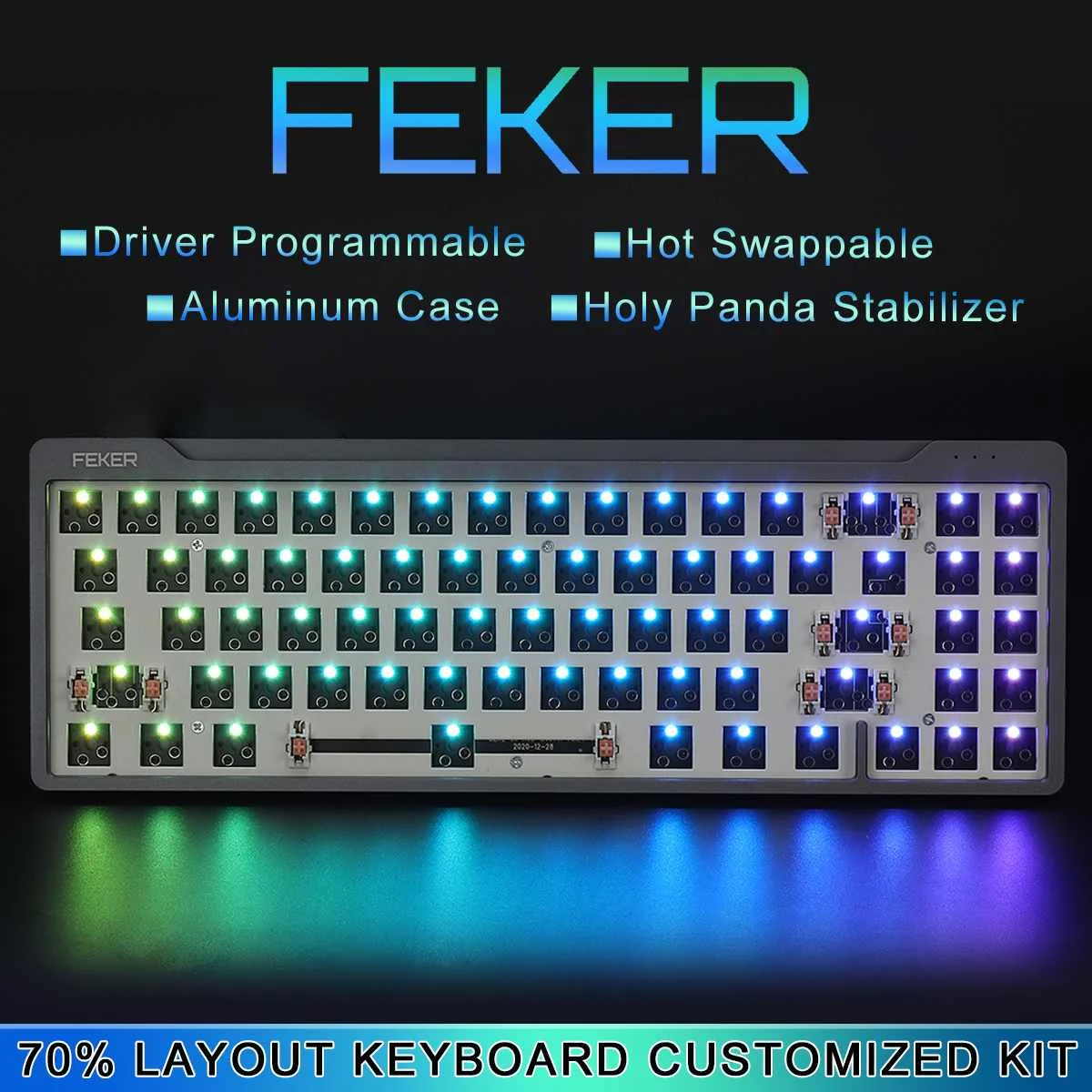 FEKER 71Keys Hotswap Keyboard DIY Kit Aluminum Case 3/5pin Holy Panda Stabilizer Wired Backlit Mecanical Keyboard Customized Kit 
FEKER 71Keys Hotswap Keyboard DIY Kit Aluminum Case 3/5pin Holy Panda Stabilizer Wired Backlit Mecanical Keyboard Customized Kit