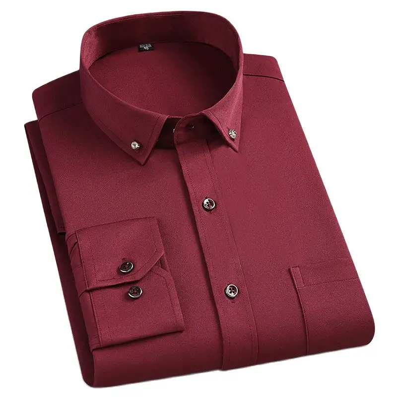 Wine Red No-Ironing Formal Shirts for Men New Long Sleeve Solid Stretch Shirt Business Office Working Wear Camisas De Hombre 4XL
Wine Red No-Ironing Formal Shirts for Men New Long Sleeve Solid Stretch Shirt Business Office Working Wear Camisas De Hombre 4XL