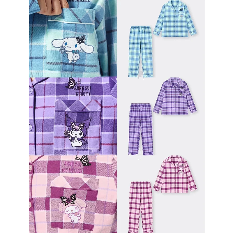 Kawaii My Melody Cinnamoroll Kuromi Весенняя Осенняя Пижама Sanrio аниме клетчатый с длинными рукавами хлопковый домашний костюм осень-зима
Kawaii My Melody Cinnamoroll Kuromi Весенняя Осенняя Пижама Sanrio аниме клетчатый с длинными рукавами хлопковый домашний костюм осень-зима