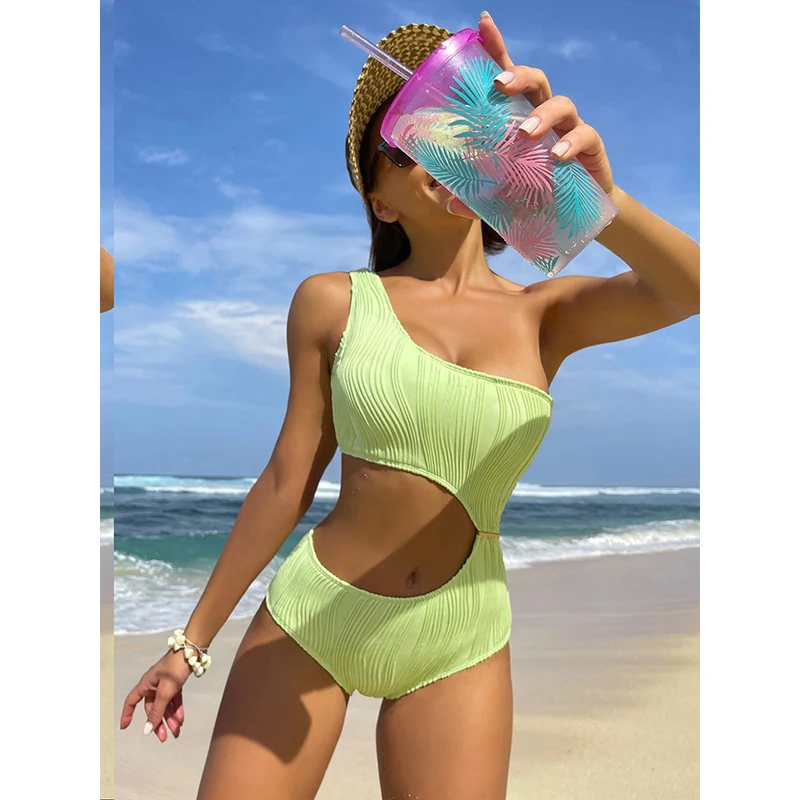 Sexy One Shoulder One Piece Swimsuit Women Green Cut Out Swimwear 2022 Ribbed Monokin Brazilian Bathing Suit Beachwear
Sexy One Shoulder One Piece Swimsuit Women Green Cut Out Swimwear 2022 Ribbed Monokin Brazilian Bathing Suit Beachwear