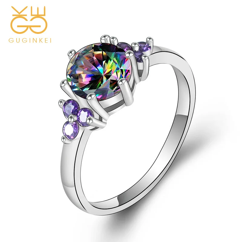 GUGINKEI Fashion Sweet Simple Classic Round Colorful Zircon Rings for Women Wedding Engagement Jewelry 925 Sterling Silver Ring
GUGINKEI Fashion Sweet Simple Classic Round Colorful Zircon Rings for Women Wedding Engagement Jewelry 925 Sterling Silver Ring