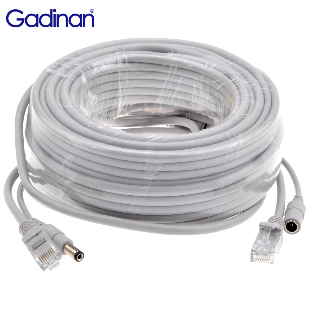 

Gadinan CAT5/CAT-5e Ethernet Cable RJ45 + DC Power CCTV Network Lan Cable 5M/10M/15M/20M/30M For System IP Cameras And NVR Syste