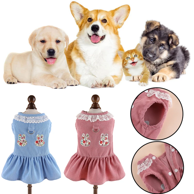 

、Pet Skirt Dogs Clothes Cat Dog Dress Teddy Bears Coat Clothes Embroidery With Towing Buckle Dress Classic Dog Dress Corduroy