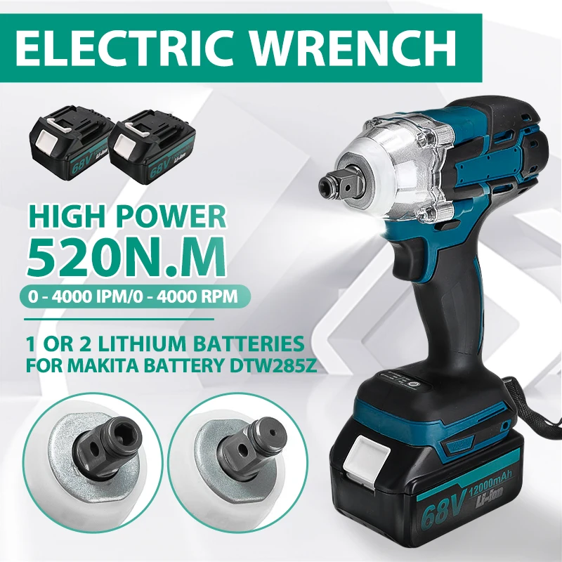 Brushless Cordless Electric Impact Wrench 18V Rechargeable Screwdriver Power Tool 1/2 inch Drill Driver for Makita 18V Battery
Brushless Cordless Electric Impact Wrench 18V Rechargeable Screwdriver Power Tool 1/2 inch Drill Driver for Makita 18V Battery