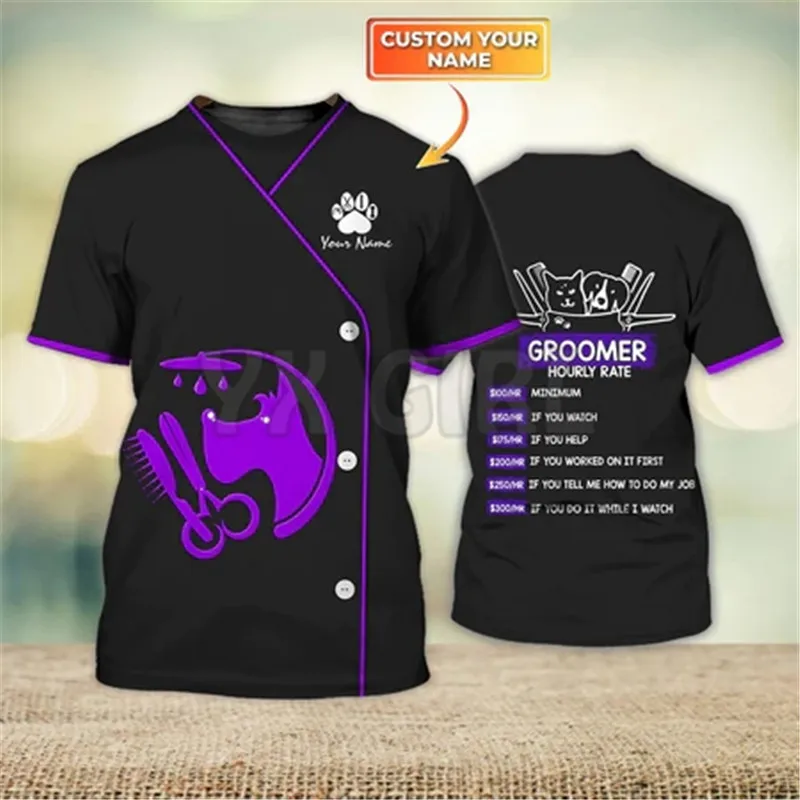 2022 Summer My Craft Dog Groomer Pet Groomer Uniform Purple Salon Pet Personalized Name 3D Tshirt
2022 Summer My Craft Dog Groomer Pet Groomer Uniform Purple Salon Pet Personalized Name 3D Tshirt