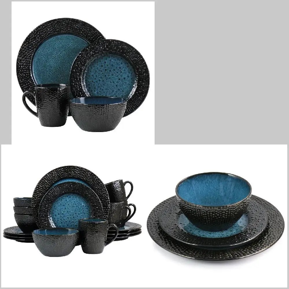 Sleek and Elegant 16-Piece Textured Stoneware Dinnerware Set with Stylish Charcoal and Blue - Perfect for both Formal Dining Eve
Sleek and Elegant 16-Piece Textured Stoneware Dinnerware Set with Stylish Charcoal and Blue - Perfect for both Formal Dining Eve
