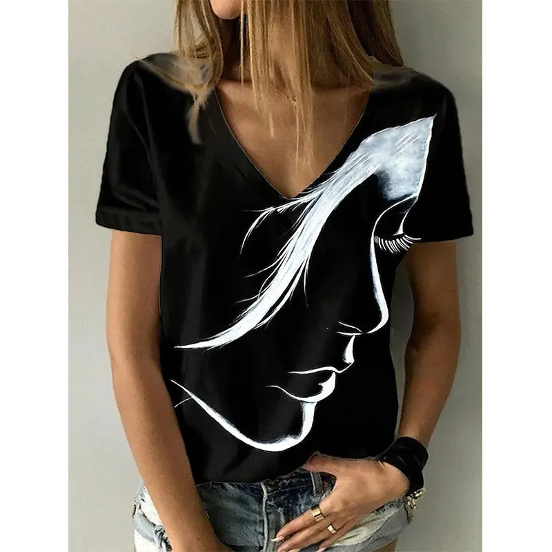 Casual Women T Shirt Summer Vintage Abstract Print Short Sleeve V Neck Loose Shirt Oversized Pullover Tops Camiseta Mujer
Casual Women T Shirt Summer Vintage Abstract Print Short Sleeve V Neck Loose Shirt Oversized Pullover Tops Camiseta Mujer