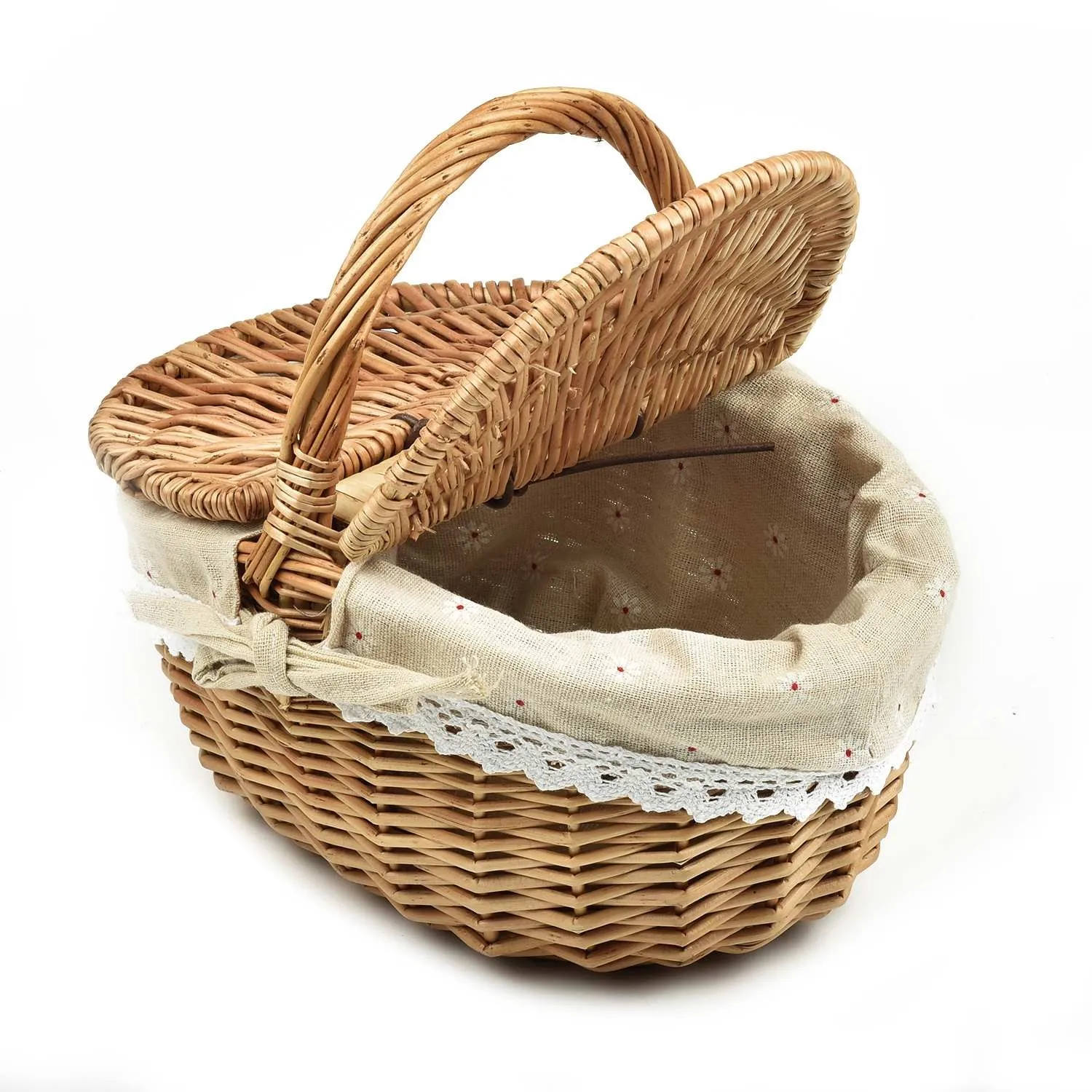 

1PCS Wicker Picnic Basket Making English Picnic Basket Shopping Storage Basket Woven Fruit Storage Hamper Food Sundry Container