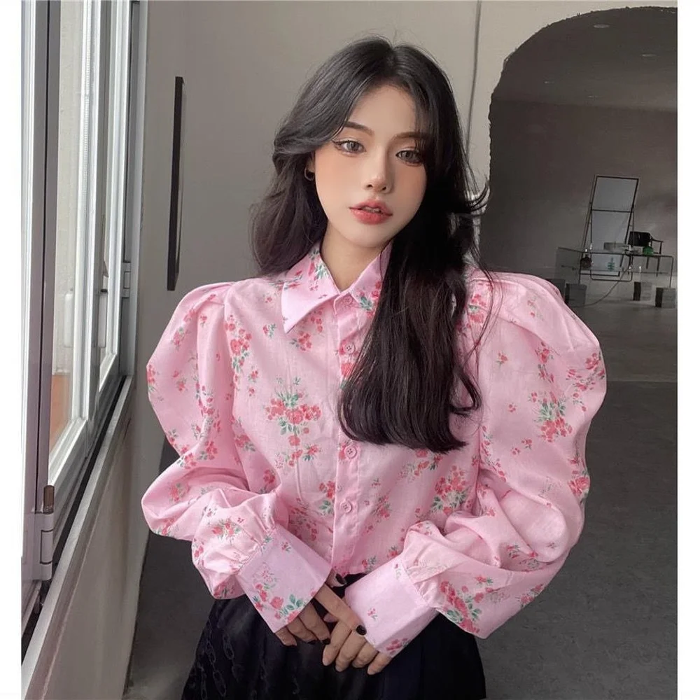 Boho Inspired Pink Floral Puff Sleeve Women Shirt Causal Turn-down Collar Crop Blouses Spring Korean Elegant Blusas Femme New
Boho Inspired Pink Floral Puff Sleeve Women Shirt Causal Turn-down Collar Crop Blouses Spring Korean Elegant Blusas Femme New