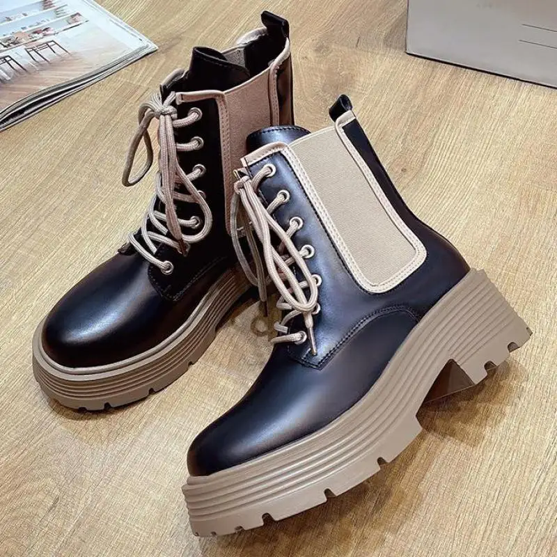 

Lace Up Boots Women New 2023 Female Shoes Round Toe Winter Footwear Ladies Rubber Ankle Leather Elegant Ytmtloy Botines De Mujer