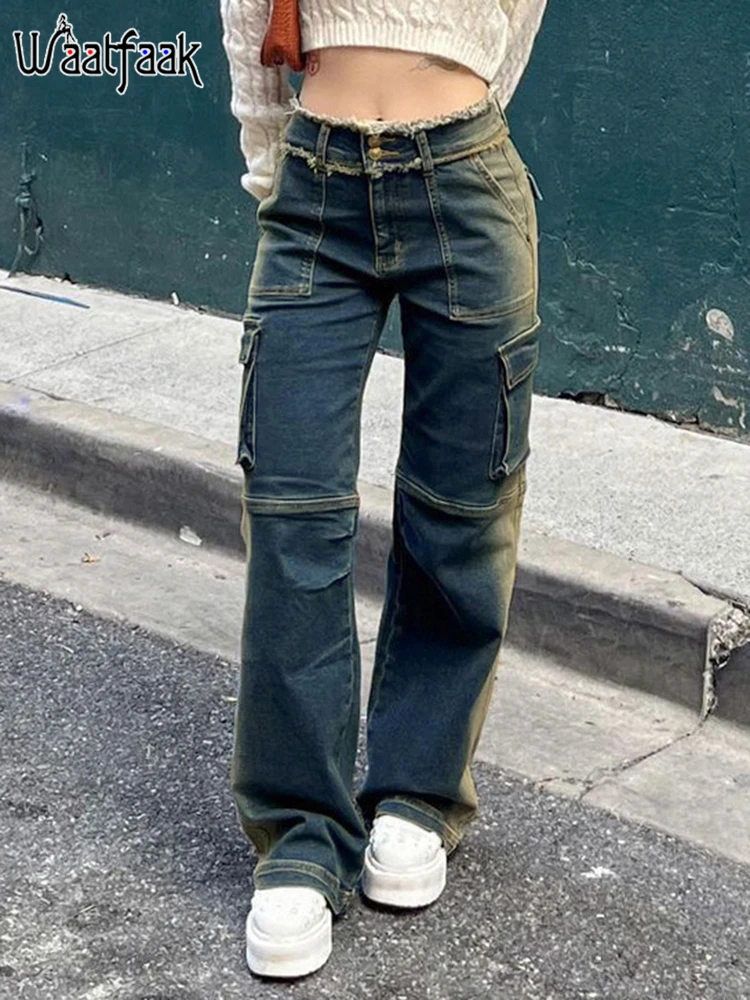 Waatfaak Straight Streetwear Jeans Ripped Patchwork Pockets Y2K Aesthetic Harajuku Boyfriend Vintage Low Rise Jeans Women 2022
Waatfaak Straight Streetwear Jeans Ripped Patchwork Pockets Y2K Aesthetic Harajuku Boyfriend Vintage Low Rise Jeans Women 2022