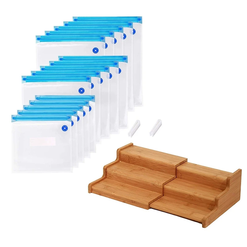 Vacuum Food Sealer Bags,Reusable Sealed Bags With Sealing 2 Clips & Spice Rack Kitchen Cabinet Organizer
Vacuum Food Sealer Bags,Reusable Sealed Bags With Sealing 2 Clips & Spice Rack Kitchen Cabinet Organizer
