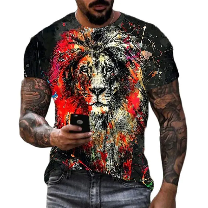 2023 Summer Men's T-shirt with Lion Pattern 3D Digital Printing Round Neck Short Sleeve T-shirt for Hip Hop Factory Direct Sales
2023 Summer Men's T-shirt with Lion Pattern 3D Digital Printing Round Neck Short Sleeve T-shirt for Hip Hop Factory Direct Sales