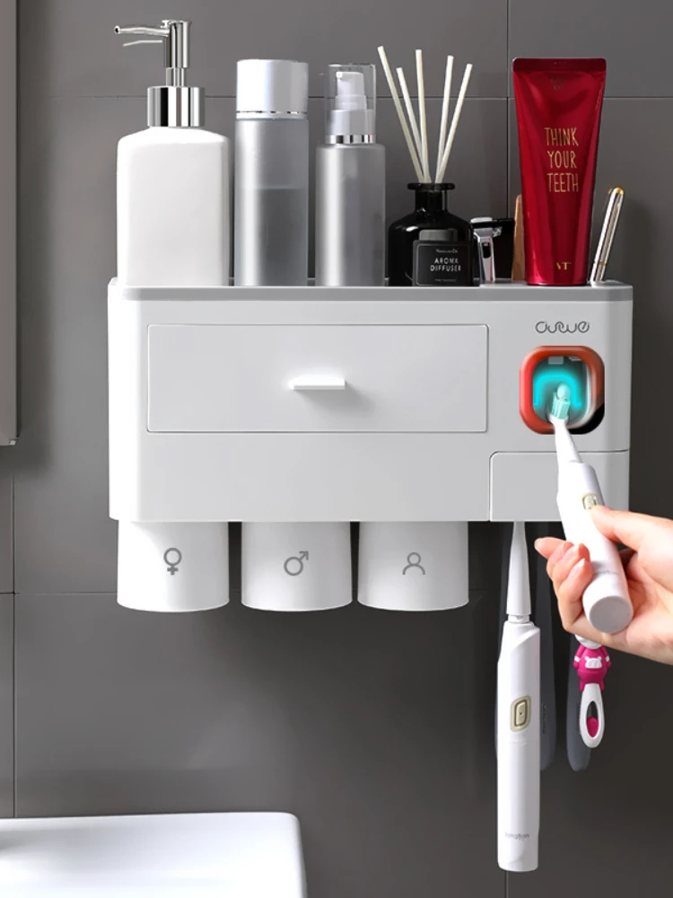 

Магнитный поглощающий инвертированный держатель для зубных щеток, автоматический выдавливатель зубной пасты, Диспенсер, стеллаж для хранения, аксессуары для ванной комнаты