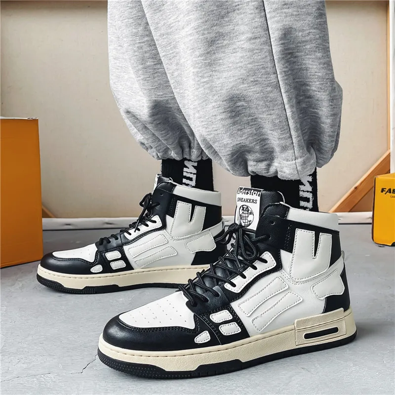 Men's Fashion Designer Skateboard Boots Streetwear High Top Shoes Bone Patches Sport Footwear Casual Sneakers Non Slip
Men's Fashion Designer Skateboard Boots Streetwear High Top Shoes Bone Patches Sport Footwear Casual Sneakers Non Slip