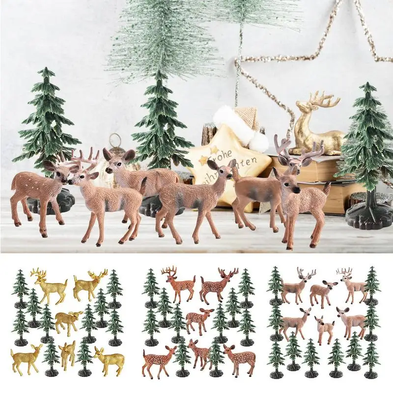 

Christmas Miniature Figurines Set Christmas Tree And Deer Set Model Table Desktop Decoration Model For Children's Birthdays And