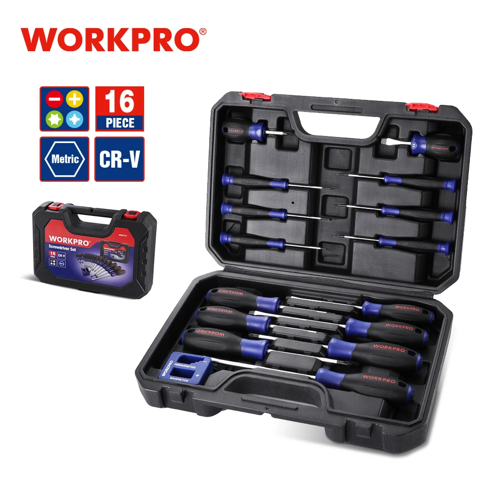 Набор Магнитных отверток WORKPRO, комплект из 16 магнитных намагничивающих инструментов с крестообразными шлицевыми насадками, с прочным чехло...
Набор Магнитных отверток WORKPRO, комплект из 16 магнитных намагничивающих инструментов с крестообразными шлицевыми насадками, с прочным чехло...